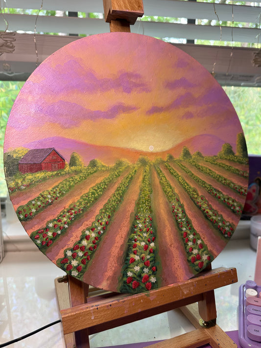 Strawberry Sunrise - Hand Painted Original - 12in