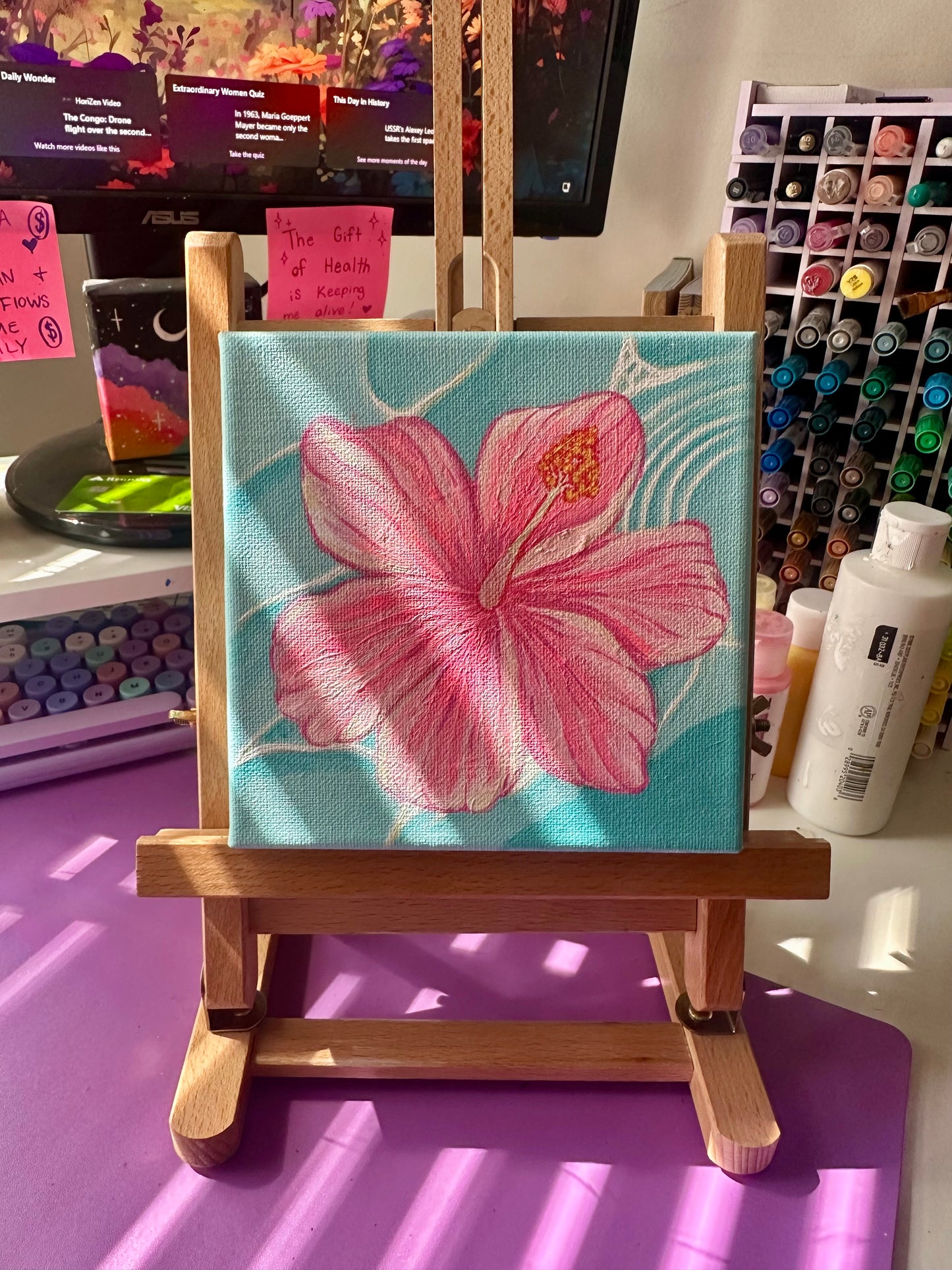 Hibiscus Daydream- Original Handpainted Canvas 6x6