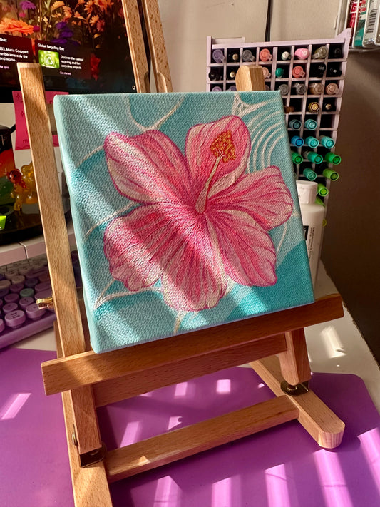 Hibiscus Daydream- Original Handpainted Canvas 6x6