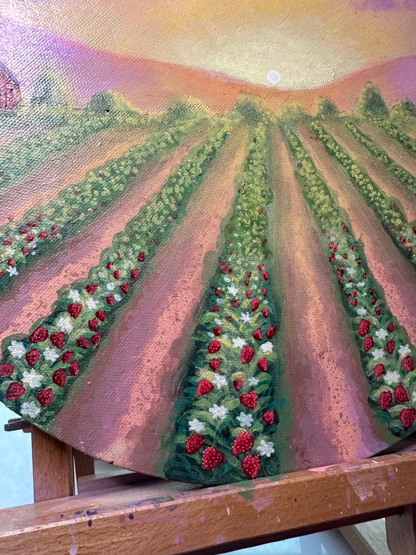 Strawberry Sunrise - Hand Painted Original - 12in