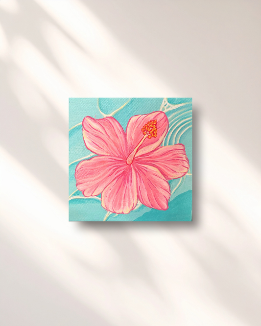 Hibiscus Daydream- Original Handpainted Canvas 6x6