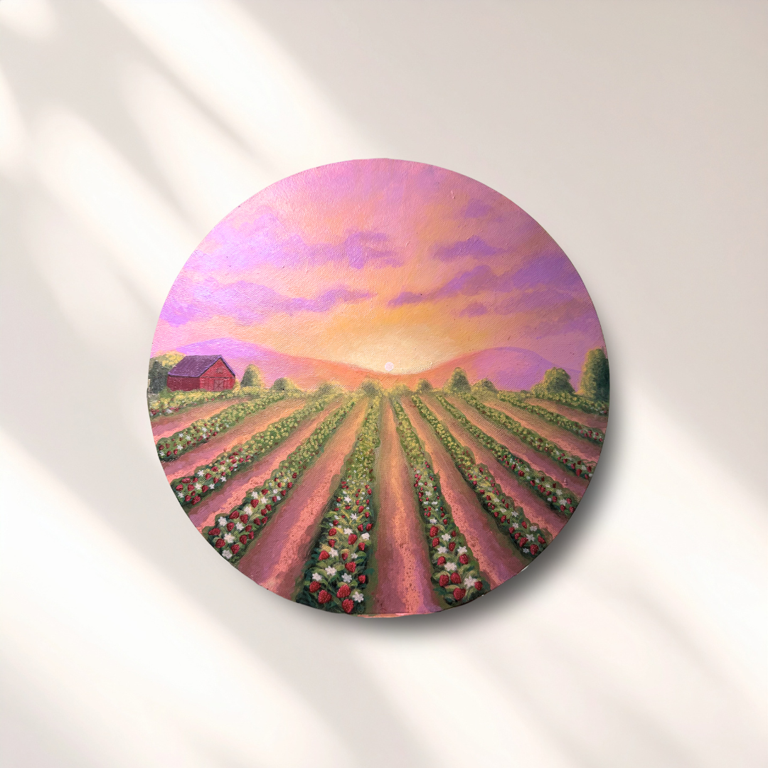 Strawberry Sunrise - Hand Painted Original - 12in