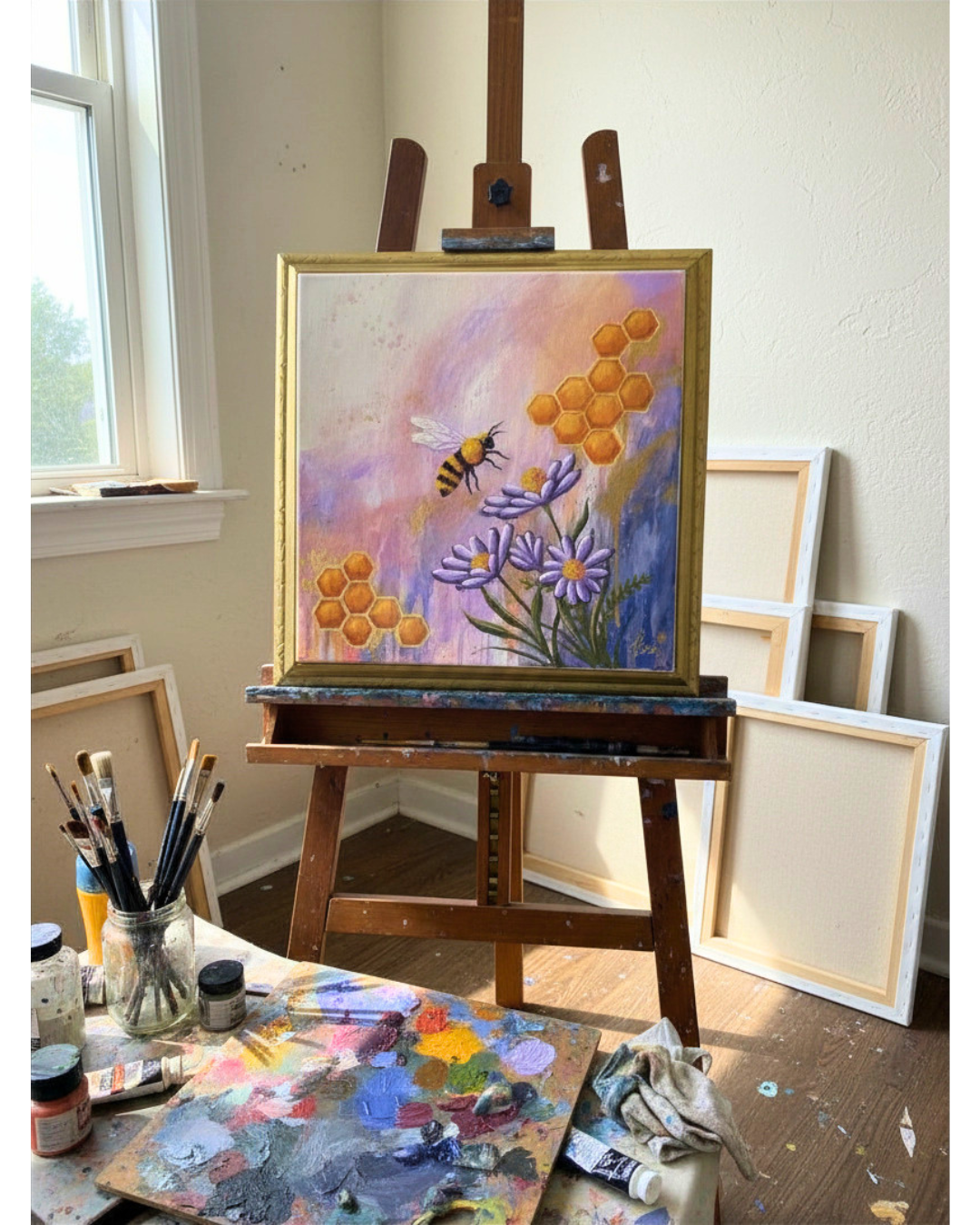 Honey Blossom - 12x12in Handpainted Original